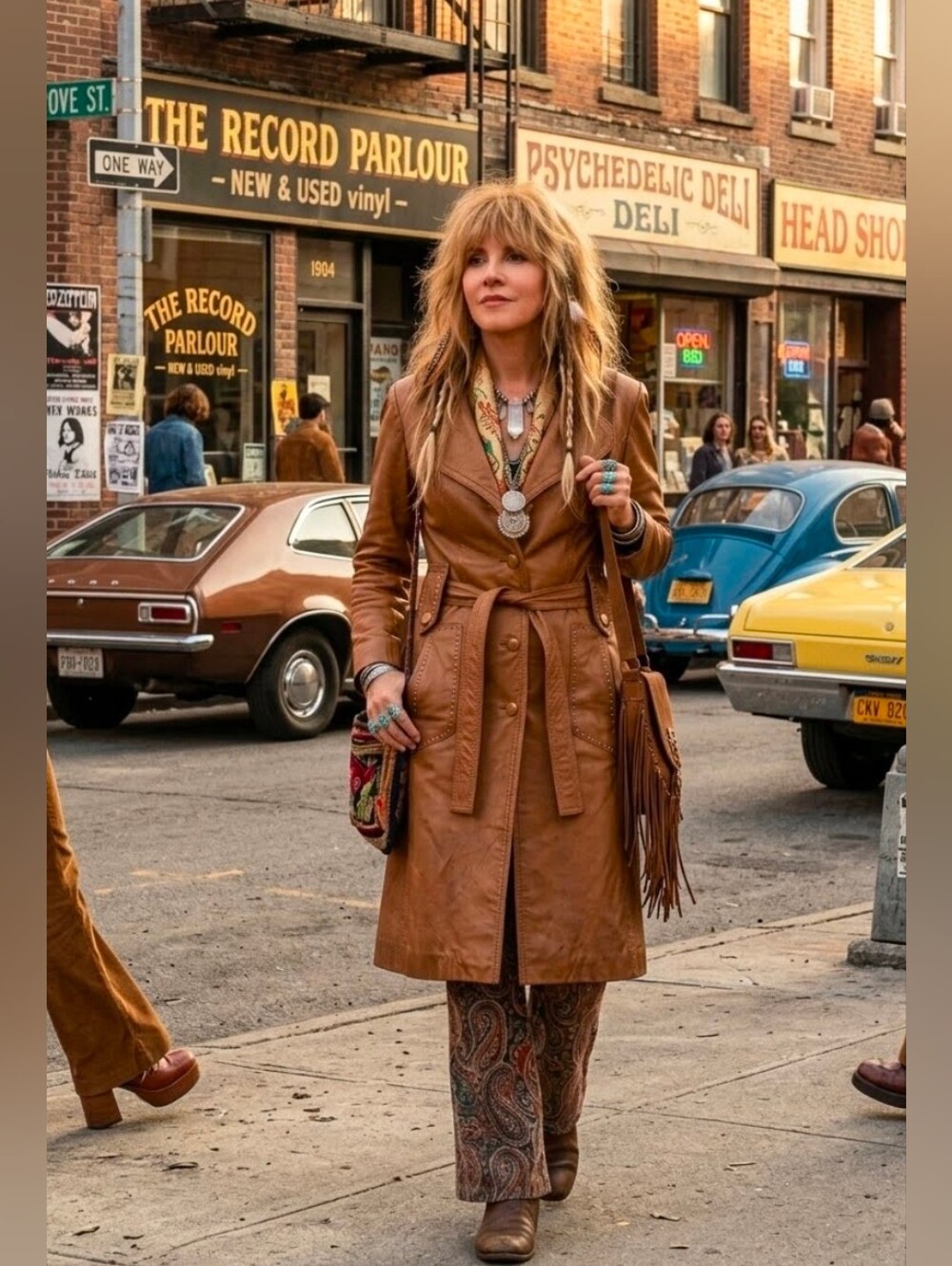 Vintage 60's 70's Pennylane Era Dan Di Modes Tan Leather Trench Coat Belted M - Picture 14 of 16